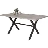 Hela Table à manger Karen II - Plateau de tableReproduction béton - X Bâti métal époxy anthracite - Dimension 160x90cm