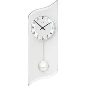 AMS 7436 Horloge murale à quartz avec pendule argentée Horloge à pendule avec aluminium et verre