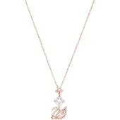 Swarovski Pendentif Dazzling Swan, Cygne, Rose, Placage De Ton Or Rosé