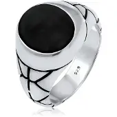 KUZZOI Bague 'Siegel' noir / argent