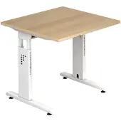 Hjh OFFICE PRO MEGA 8 W - 80 x 80 réglable en hauteur chêne/blanc