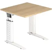 Hjh OFFICE PRO Bureau pied en C 80x80cm chêne/blanc