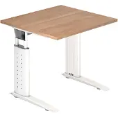 Hjh OFFICE PRO UNDA 8 W - 80 x 80, réglable en hauteur, noyer/blanc
