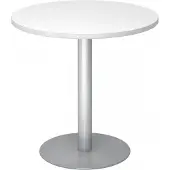 Hjh OFFICE PRO BISTRO F80R S - Table de réunion modulaire blanche et argentée, Ø 80