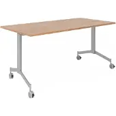 Hjh OFFICE PRO KALA 16 | Table pliante sur roulettes | 160 cm | Argent - Table de réunion en noyer