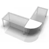 Hjh OFFICE PRO Elément de liaison Arrondi pour MyTable XB avec piétement de table Blanc