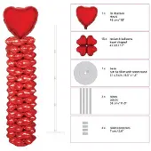 Espa Ballon Säule ca. 170cm mit 16 Folienballons Love Herz