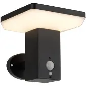 LumenXL Applique solaire d'extérieur moderne noire avec capteur - Aila