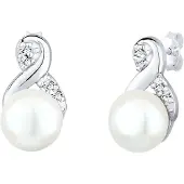 Elli Boucles d'oreilles 'Infinity' argent / blanc perle