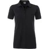 James & nicholson Polo de travail pour femme avec poche poitrine FU562 (L) (Noir)