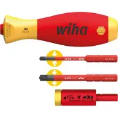 Wiha 41478 Jeu D'adaptateurs Dynamométriques EasyTorque Electric Avec Étui SlimVario Et SlimBits SL/PZ - 4 Pcs Sous Blister