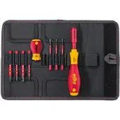 Wiha 41233 Jeu de tournevis et embouts slimVario Fente - PlusMinus/Pozidriv - 9 pcs - dans trousse repliable