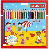 Stabilo Crayons de couleur - Trio Thick - 24 pces - Multicolore - - UneTaille - Set de Coloriage