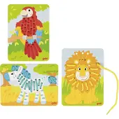 Goki Jeu de cache-cache avec 3 figurines en bois, 3 ans+,