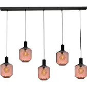 Masterlight Lampe suspendue 5 lumières - noire - Porto avec lunettes rouges Jagger - Ø 24cm