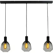 Masterlight Lampe suspendue 3 lumières - noire - Porto avec des lunettes vertes Nicolette