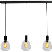 Masterlight Lampe suspendue 3 lumières - noire - Porto avec verres transparents Nicolette