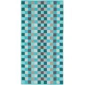 Cawö Serviette Cawö Unique Karo Turquoise (Set de 3)