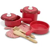 Melissa & Doug Dînette Casseroles En Bois Rouge