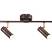 LumenXL Plafonnier barre argent antique 2 spots LED - Auburn