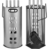 Huismerk Ensemble d'outils de cheminée 5 pcs Argenté 23x15x52 cm