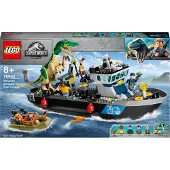 LEGO 76942 Jurassic World L'évasion de Baryonyx, Jouets dinosaures avec bateau rapide pour garçons et filles, idées cadeaux pour enfants, figurines de dinosaures