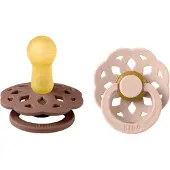 BIBS Boheme Natural Rubber Size 1: 0+ months tétine Woodchuck / Blush 2 pcs