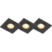 QAZQA Ensemble de 3 spots encastrés pour salle de bain carrés noirs IP44 - Xena