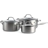 Greenpan Lot de 3 casseroles Geneva 16 cm + 20 cm + 24 cm, compatibles avec tous les types de cuisinières, en acier inoxydable