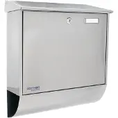 Rottner Boîte aux lettres Expo Inox, montage mural, porte-nom, rouleau de courrier, serrure à cylindre, 2 clés incluses, acier inoxydable, L 385 x P 120 x H 410 mm