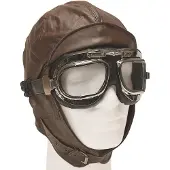 Mil-Tec - Cagoule en cuir d'aviateur 12425009 Marron taille L