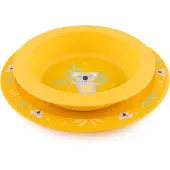 Canpol Babies BABIES Set de vaisselle en plastique ANIMAUX EXOTIQUES, jaune, 56/523 jaune
