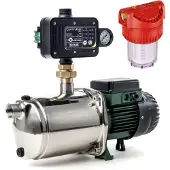DAB Pompe multicellulaire EuroInox 40/50 M + Control-D avec Tuyau d'aspiration 7 mètres et Filtre - 1200 W 4,8 m³/h Monophasé 230 V