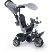 Smoby Tricycle Baby Driver Plus Bleu 3-1 - Pour les enfants à partir de 10 mois, avec barre de poussée, barre de sécurité et limitation de la direction