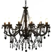 vidaXL Lustre avec perles Noir 12 ampoules E14
