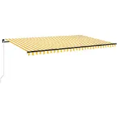 vidaXL Store manuel rétractable 500x300 cm jaune et blanc