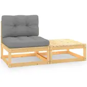 vidaXL Ensemble salon de jardin 2 pièces avec coussins pin massif