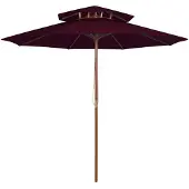 vidaXL Parasol avec double toit et mât en bois rouge bordeaux 270 cm