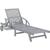 vidaXL Chaise longue Gris Bois massif Acacia