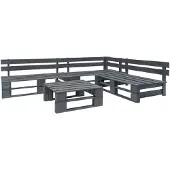 vidaXL Ensemble de 4 canapés de jardin en bois de palette gris