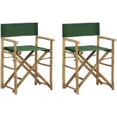 vidaXL Chaises de régie pliantes 2 pcs. Vert Bambou et tissu