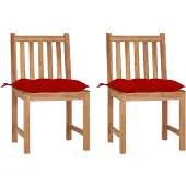vidaXL Chaises de jardin 2 pcs. avec coussins teck massif