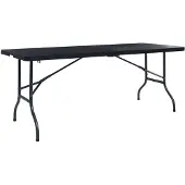 vidaXL Table pliable de jardin Noir 180x75x72 cm PEHD Imitation rotin
