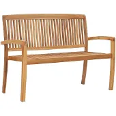 vidaXL Banc de jardin empilable 2 places 128,5 cm bois massif teck