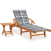 vidaXL Bain de soleil avec table et support en bois massif d'acacia