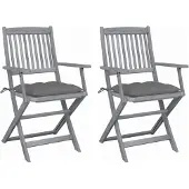 vidaXL Chaises de jardin pliantes 2 pcs. avec coussins en bois massif d'acacia