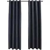 vidaXL Rideaux occultants avec anneaux Métal 2pcs Anthracite 140x245cm