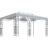 vidaXL Pavillon avec double toit & guirlande lumineuse LED 3x4 m Blanc