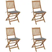 vidaXL Chaises de jardin pliantes 4 pièces avec coussins en bois massif d'acacia