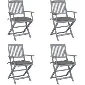 vidaXL Chaises de jardin pliantes 4 pièces avec coussins en bois massif d'acacia